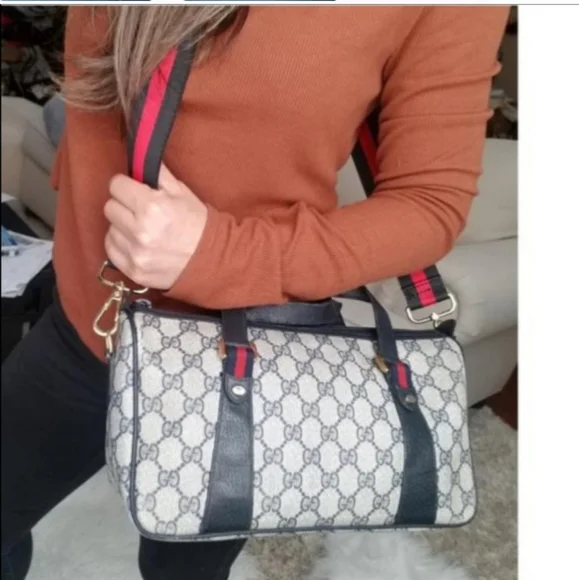 Authentic Vintage Gucci GG Monogram Supreme Sherry Web Ophidia Boston Doctor Bag - Picture 2 of 11